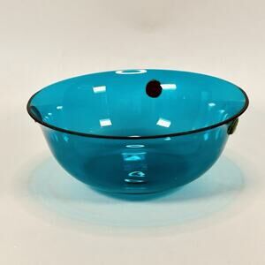 Vintage 4 3/8” Teal Blue Glass Liner Replacement For Silver Dish